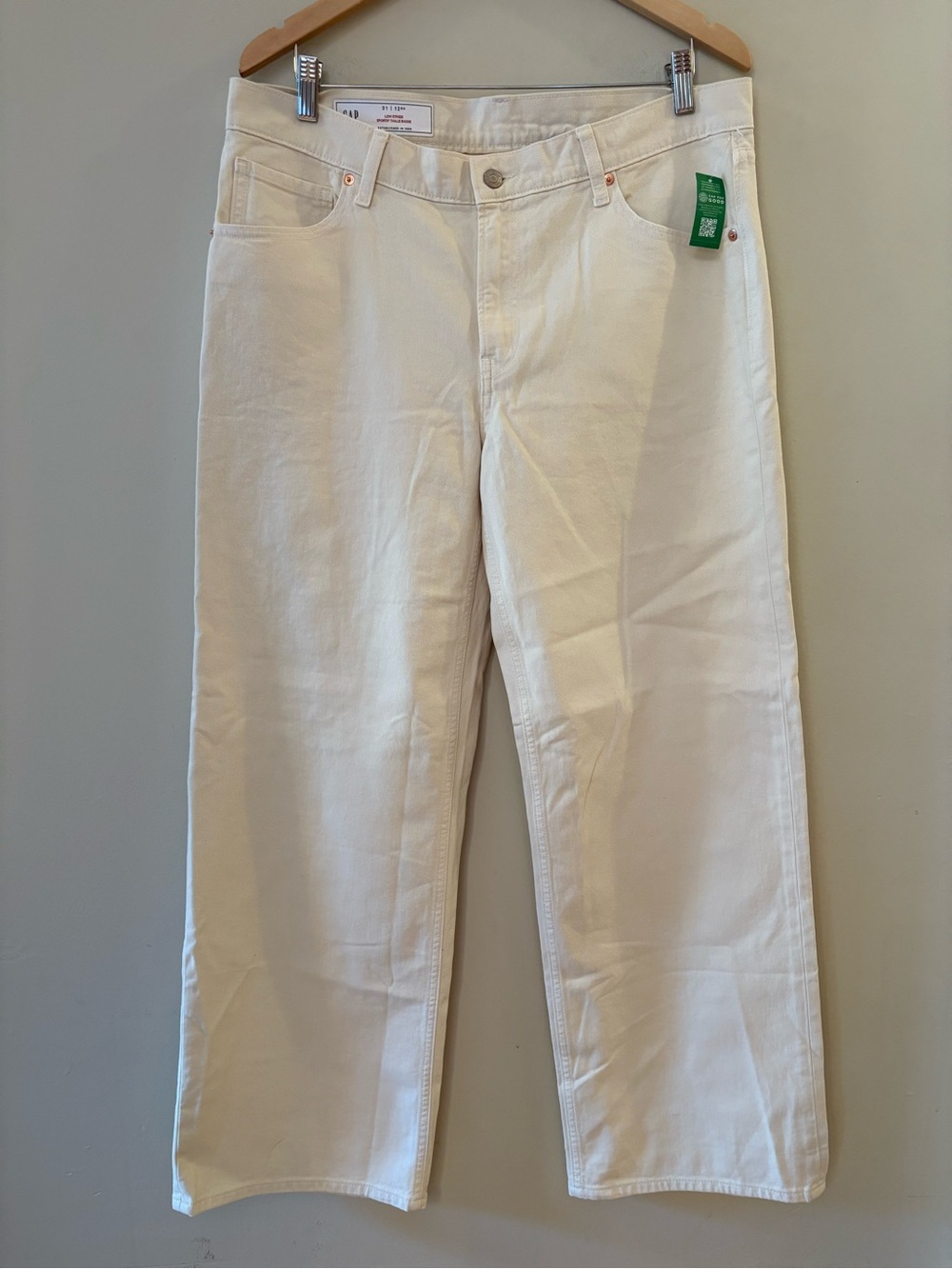 NWT GAP Wide Leg Jeans New Off White Ivory Cream Denim women’s Sz 12, fit larger